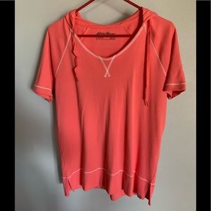 Eddie Bauer coral/pink summer top with hood size M
